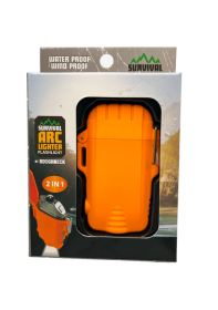 Survival Electric Arc Lighter W/LED+ Solar Panel Power Bank (Color: Orange)
